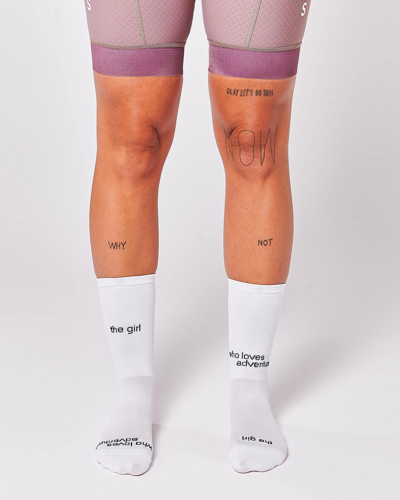 The Girl Who Loves Adventure Cykelstrømper - Fingerscrossed - Hvid | Fingerscrossed | gioventu.cc
