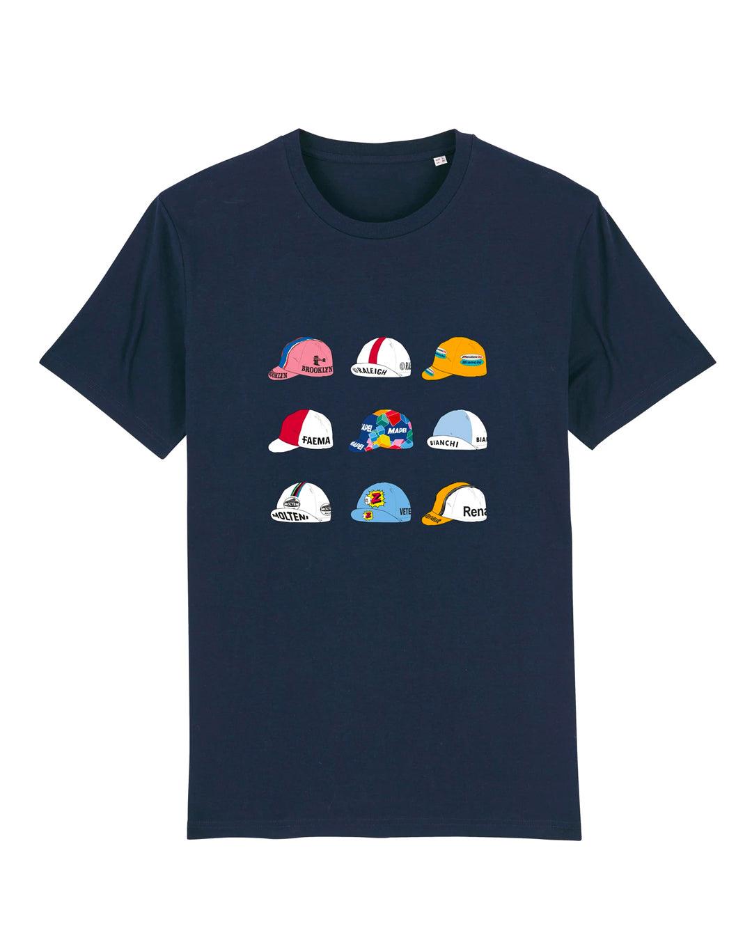 Vintage Cycling Caps T-Shirt - Cois Cycling - Navy | Cois Cycling | gioventu.cc