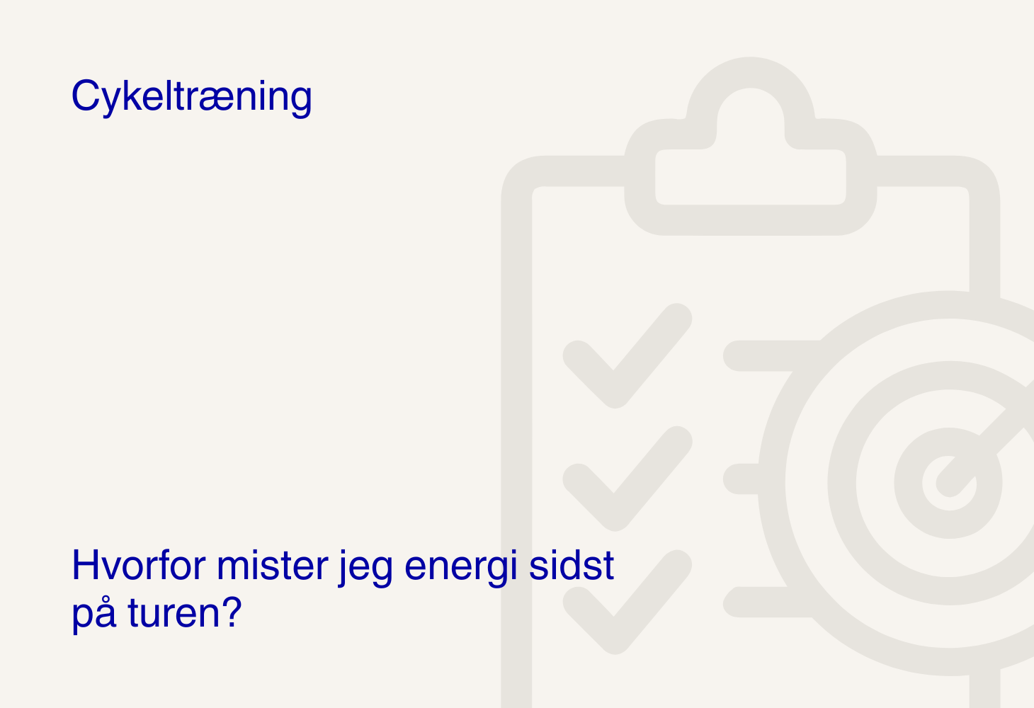 Hvorfor mister jeg energi sidst på turen?