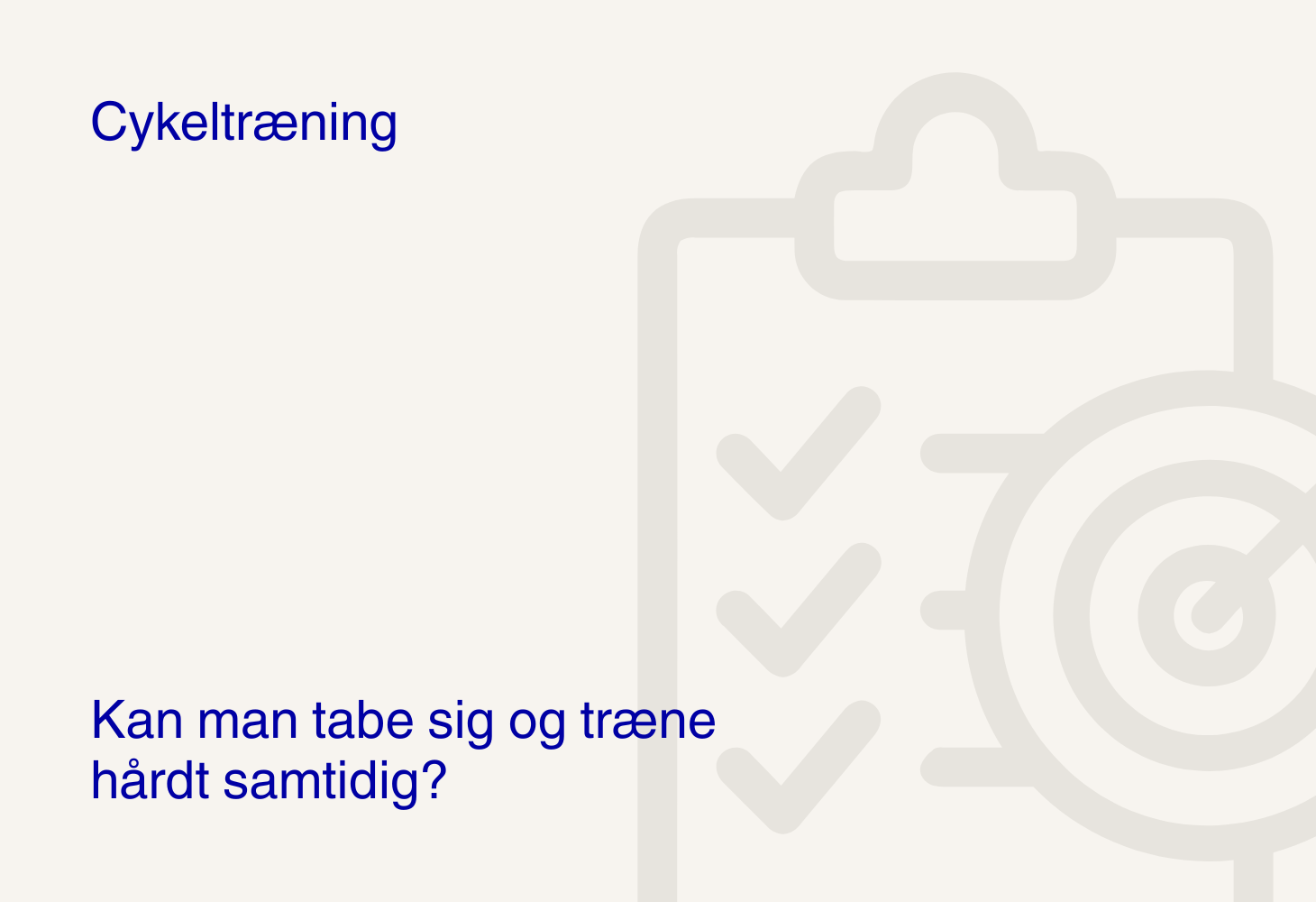 Kan man tabe sig og træne hårdt samtidig?