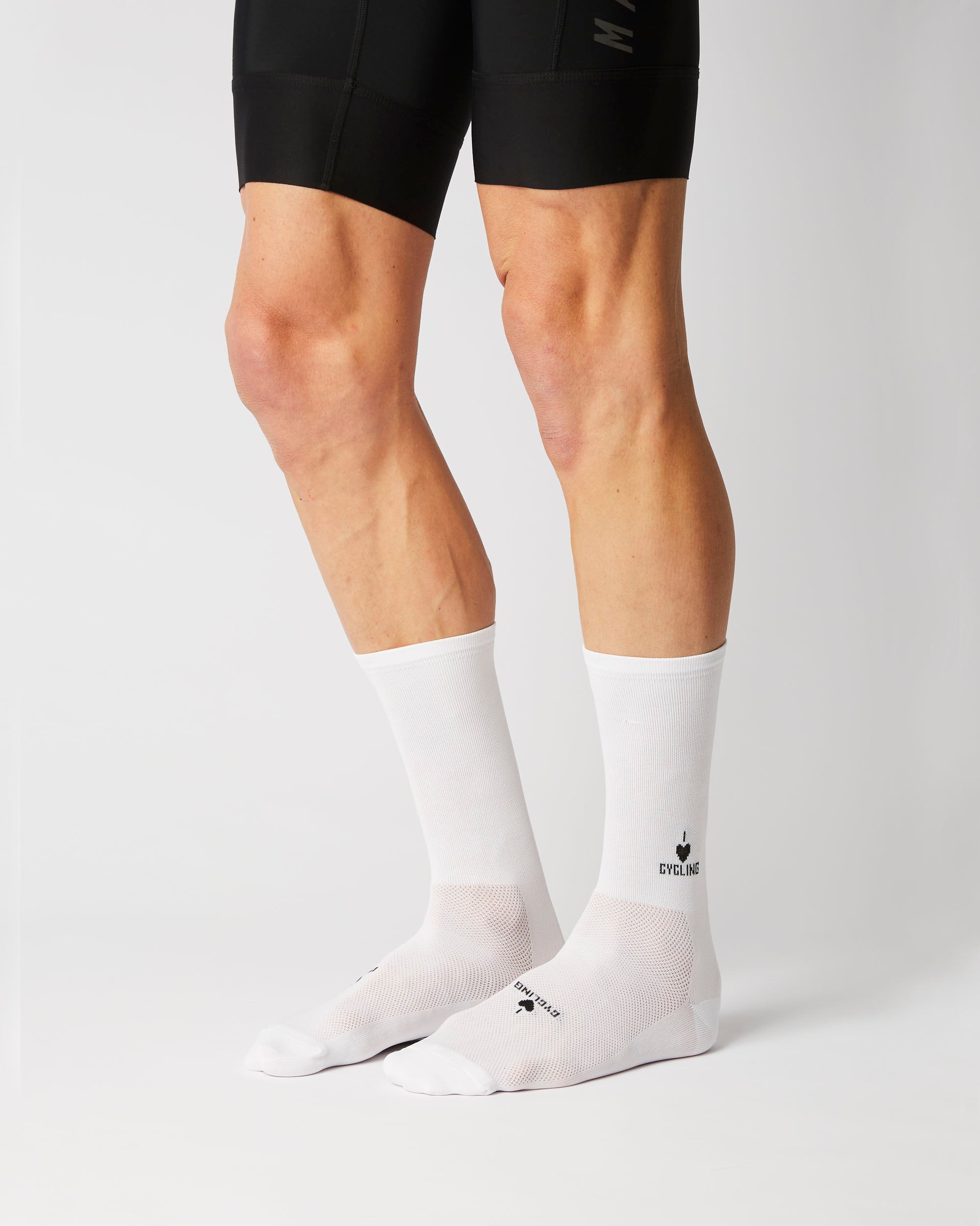 Classic Iconic I Love Cycling Cykelstrømper - Fingerscrossed - Hvid