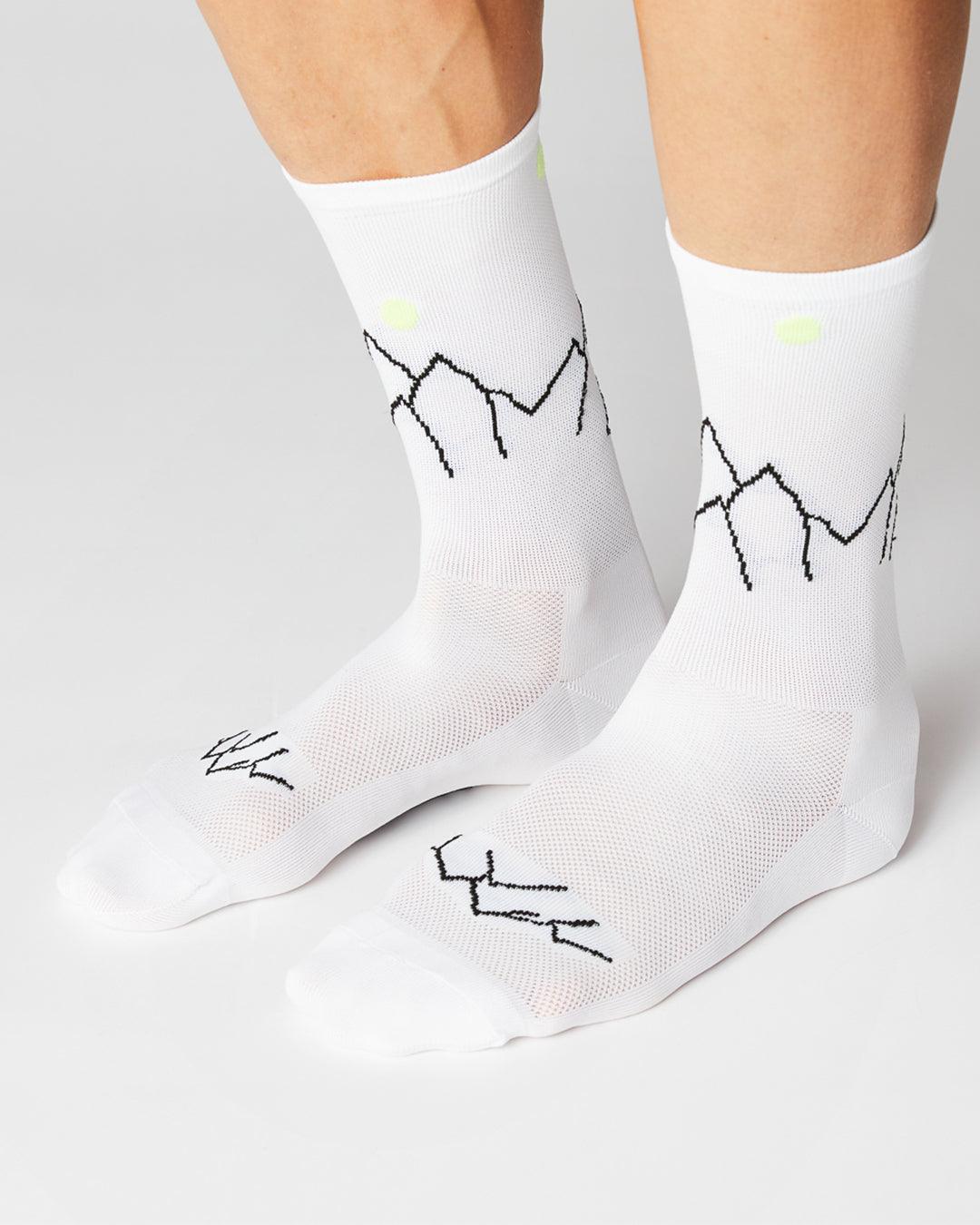 Mountain Cykelstrømper - Fingerscrossed - Hvid / Neon | Fingerscrossed | gioventu.cc