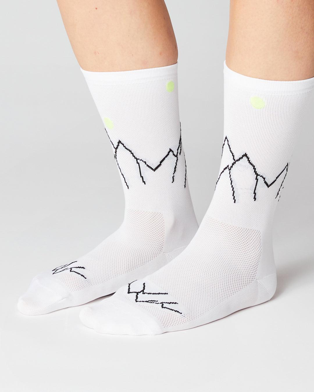 Mountain Cykelstrømper - Fingerscrossed - Hvid / Neon | Fingerscrossed | gioventu.cc