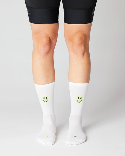 Smiley Cykelstrømper - Fingerscrossed - Hvid / Neon | Fingerscrossed | gioventu.cc