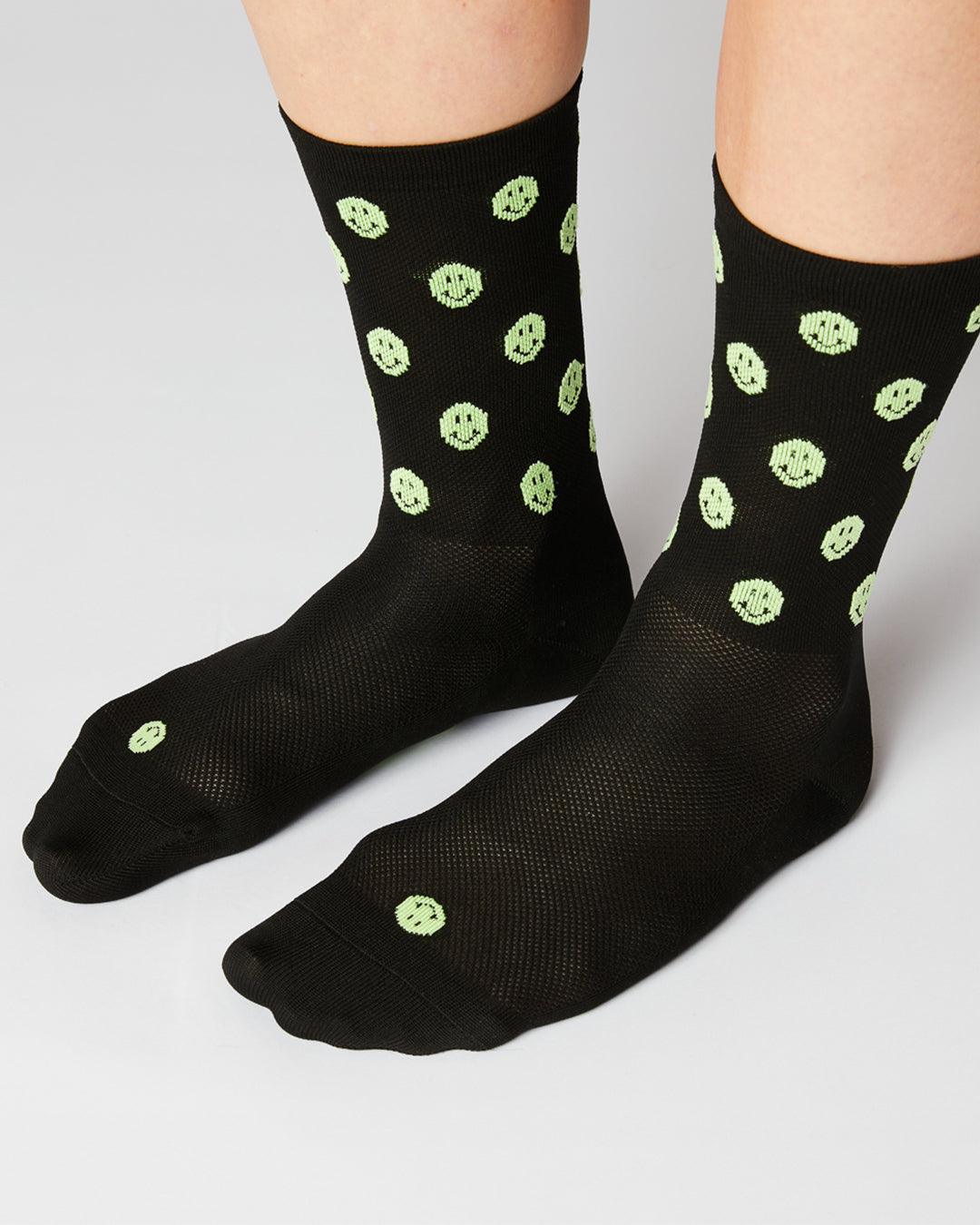 Smiley Cykelstrømper - Fingerscrossed - Sort / Neon | Fingerscrossed | gioventu.cc