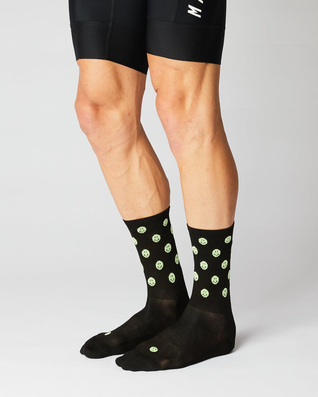 Smiley Cykelstrømper - Fingerscrossed - Sort / Neon | Fingerscrossed | gioventu.cc