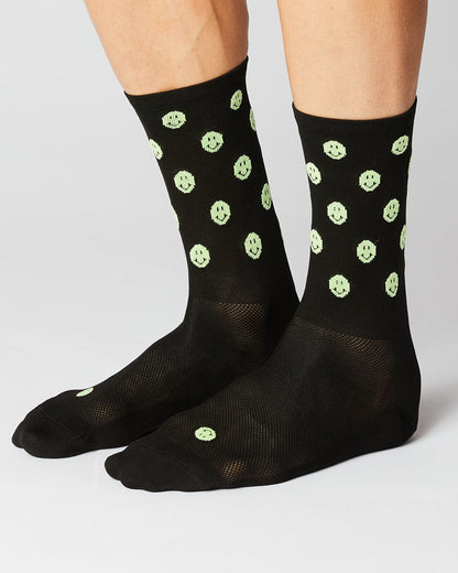 Smiley Cykelstrømper - Fingerscrossed - Sort / Neon | Fingerscrossed | gioventu.cc