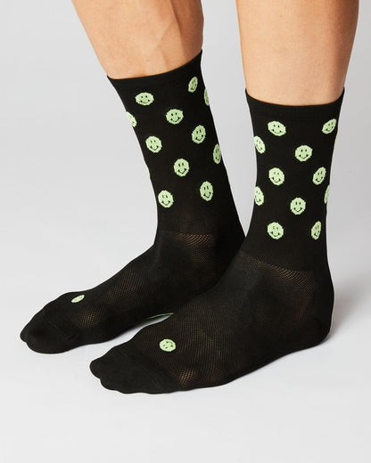 Smiley Cykelstrømper - Fingerscrossed - Sort / Neon | Fingerscrossed | gioventu.cc