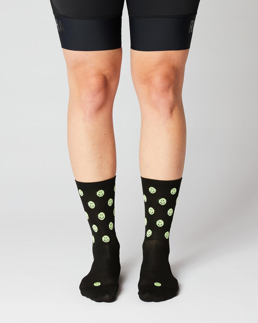 Smiley Cykelstrømper - Fingerscrossed - Sort / Neon | Fingerscrossed | gioventu.cc