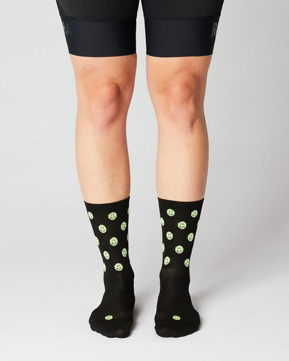 Smiley Cykelstrømper - Fingerscrossed - Sort / Neon | Fingerscrossed | gioventu.cc