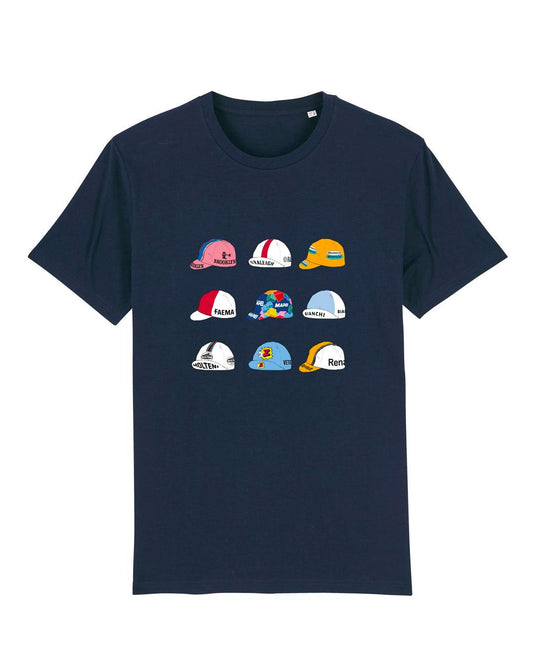 Vintage Cycling Caps T-Shirt - Cois Cycling - Navy | Cois Cycling | gioventu.cc